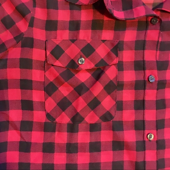 Chaps Tops - Chaps Red Buffalo Plaid Silky Button Up XL
